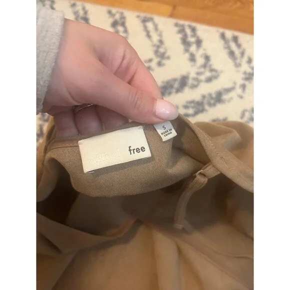Aritzia Wilfred Free Nori Vegan Suede Tan Slip Dress Womens S Spaghetti Strap - Picture 5 of 5